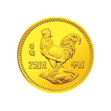 中国辛酉（鸡）年金银纪念章8克圆形金质纪念章