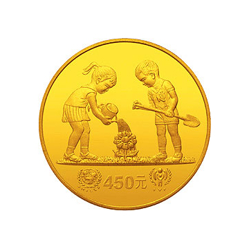 国际儿童年金银纪念章1盎司圆形金质纪念章