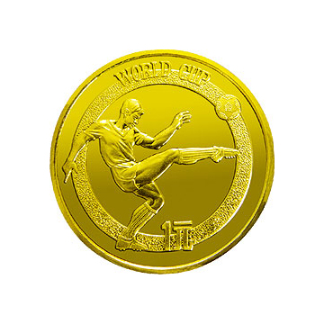 足球赛金银铜纪念币12克圆形铜质纪念币